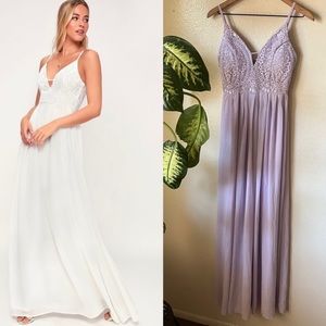Lulus | Graciella Lavender Lace Maxi Dress